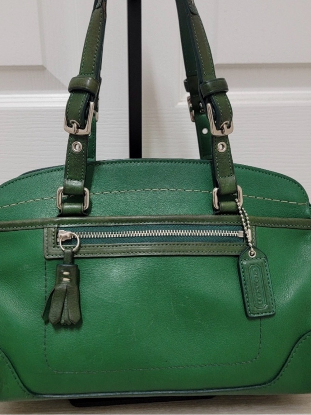 Coach Vintage 2004 Hampton Satchel In Kelly Green Leather